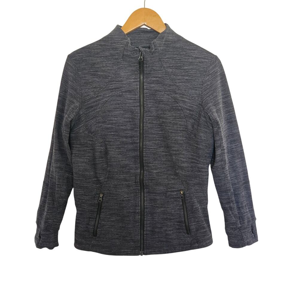 Lululemon Gray Heathered Knit Full Zip Define Jacket Thumbholes Size 10